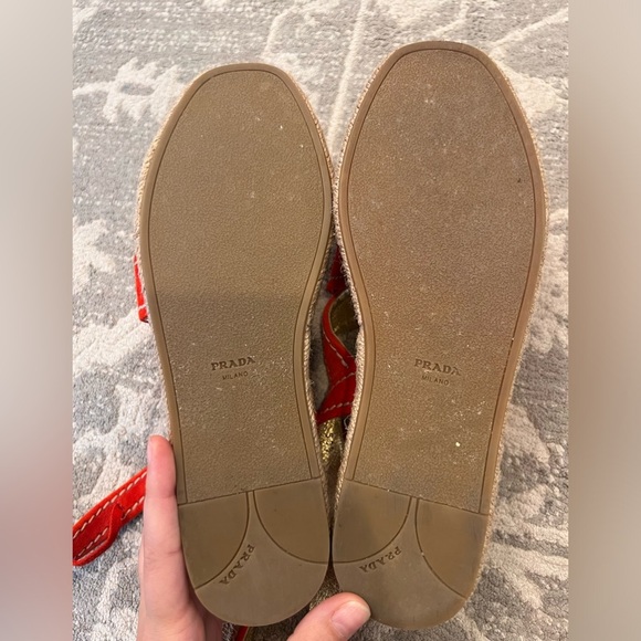 Authentic PRADA Red Espadrille Slide Wedges Sandal - Picture 4 of 8